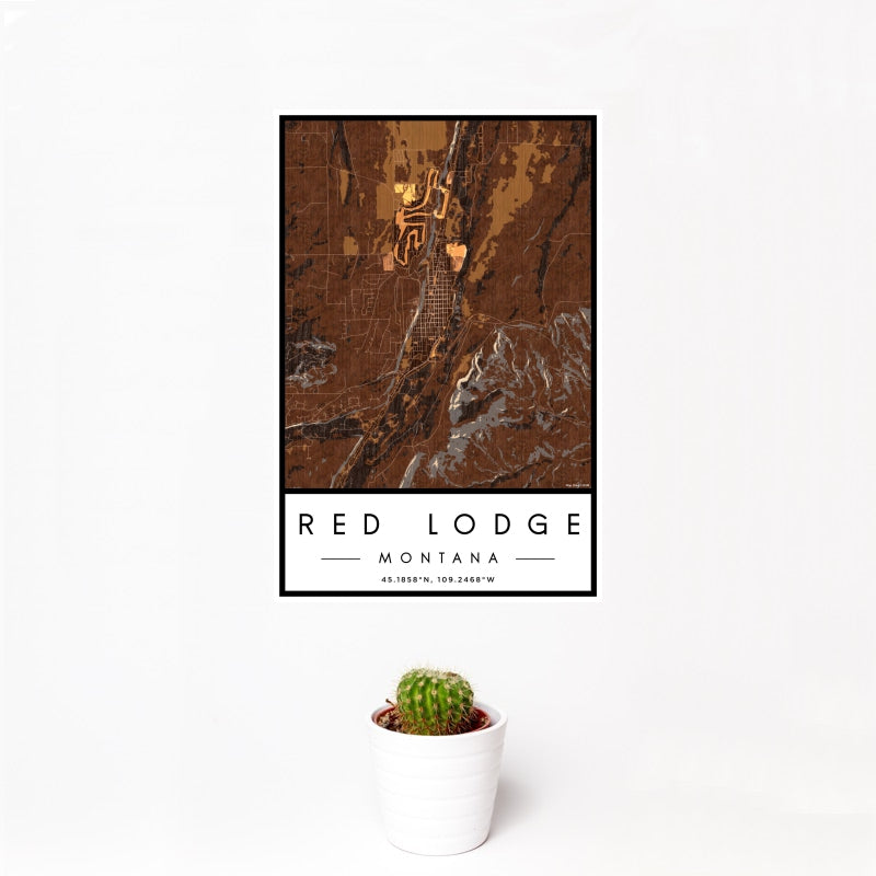Red Lodge - Montana Map Print in Ember