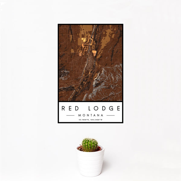 Red Lodge - Montana Map Print in Ember