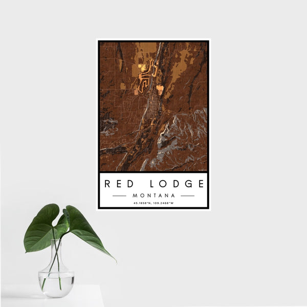 Red Lodge - Montana Map Print in Ember