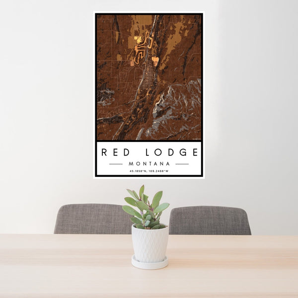 Red Lodge - Montana Map Print in Ember