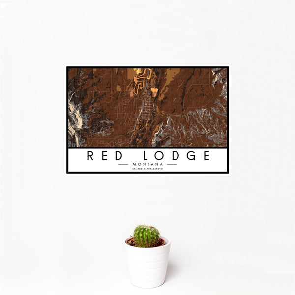 Red Lodge - Montana Map Print in Ember
