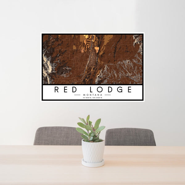 Red Lodge - Montana Map Print in Ember