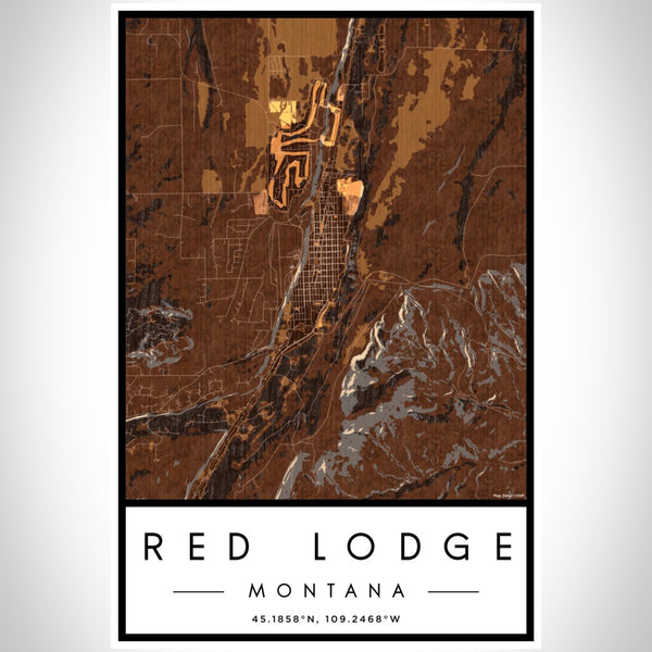 Red Lodge - Montana Map Print in Ember