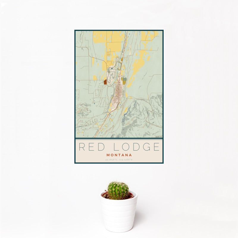 Red Lodge - Montana Map Print in Woodblock