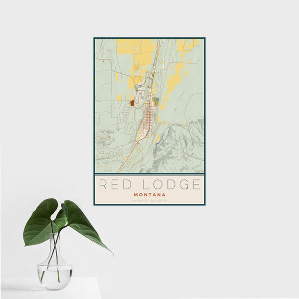 Red Lodge - Montana Map Print in Woodblock
