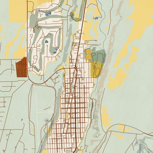 Red Lodge - Montana Map Print in Woodblock