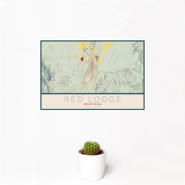 Red Lodge - Montana Map Print in Woodblock