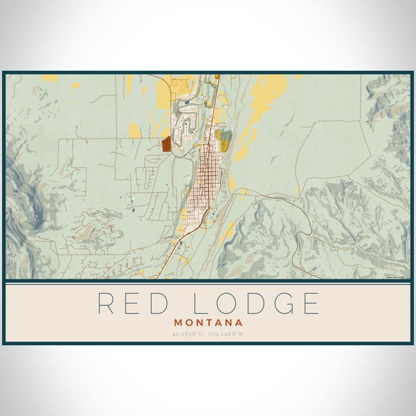 Red Lodge - Montana Map Print in Woodblock