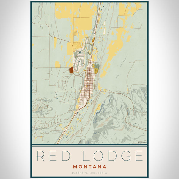 Red Lodge - Montana Map Print in Woodblock