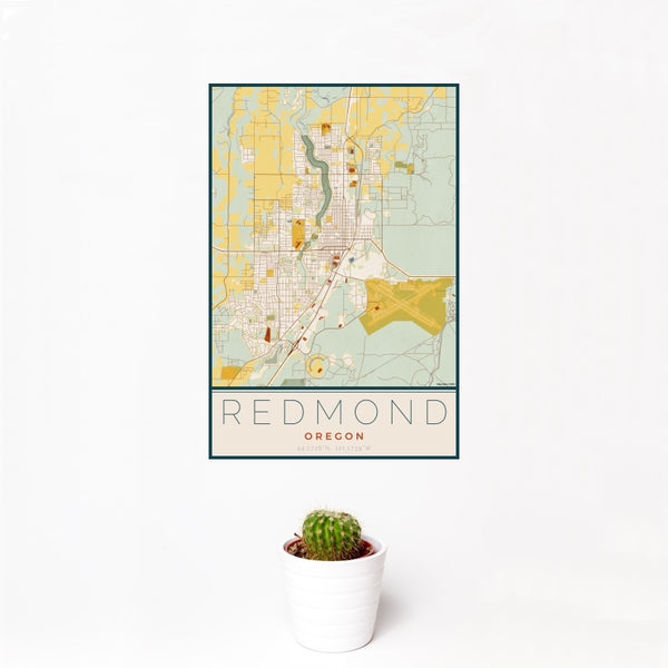 Redmond - Oregon Map Print in Woodblock