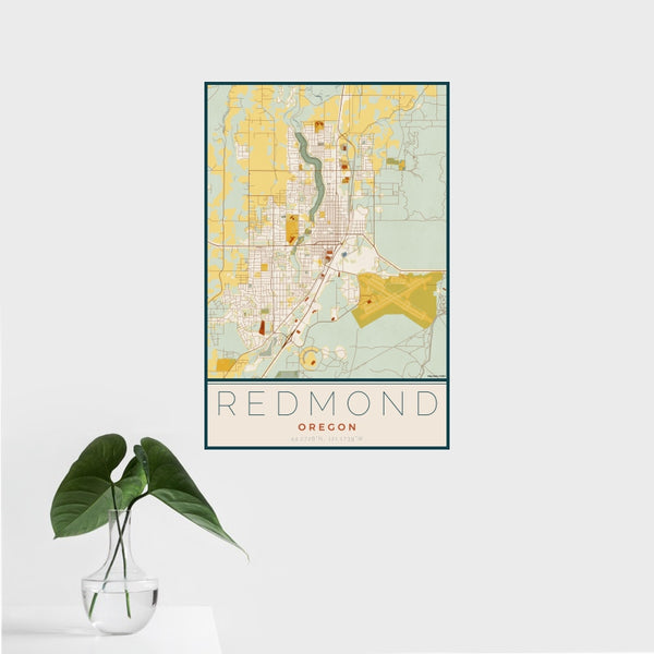 Redmond - Oregon Map Print in Woodblock