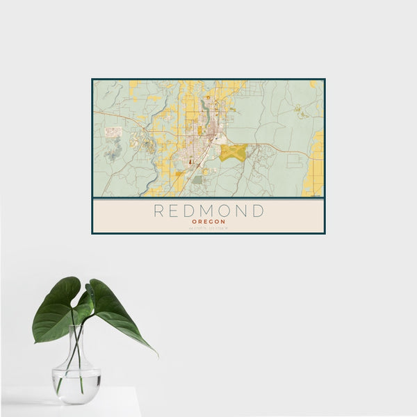 Redmond - Oregon Map Print in Woodblock