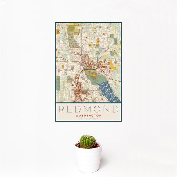 Redmond - Washington Map Print in Woodblock