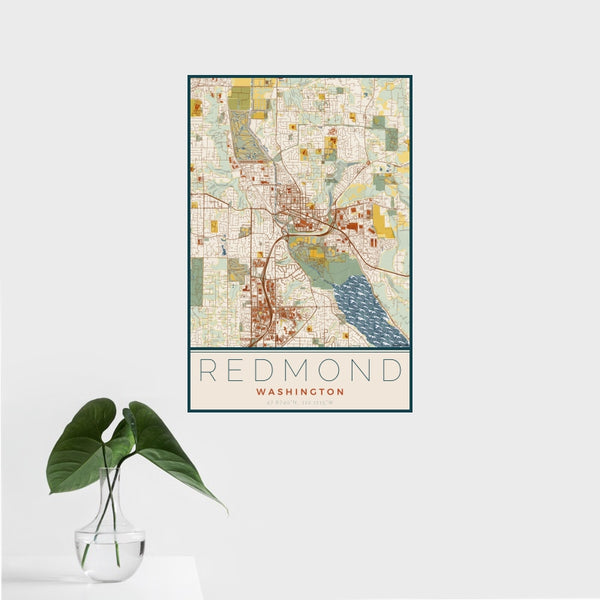 Redmond - Washington Map Print in Woodblock
