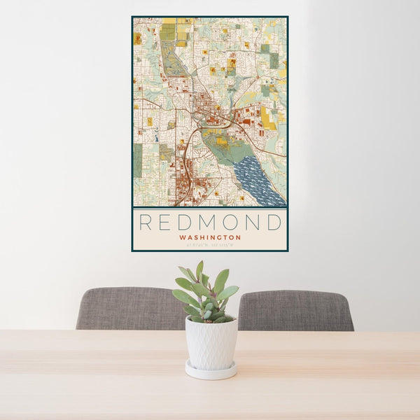 Redmond - Washington Map Print in Woodblock