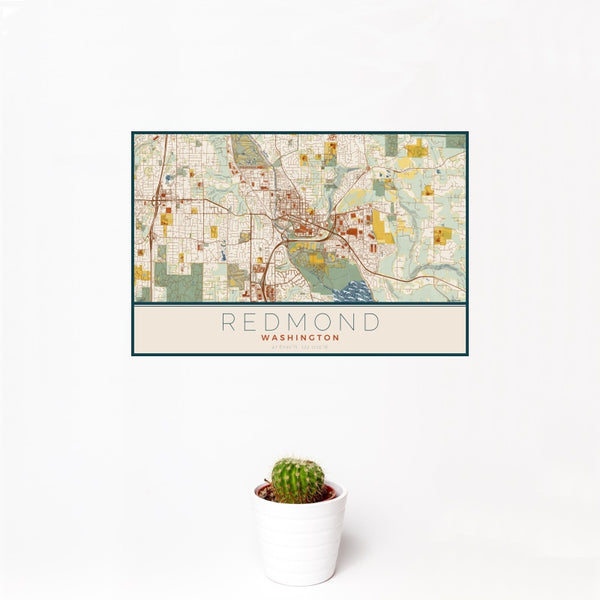 Redmond - Washington Map Print in Woodblock