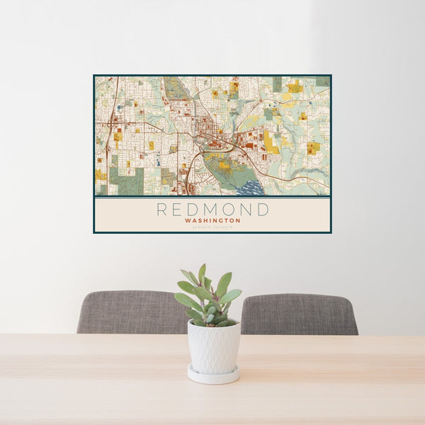 Redmond - Washington Map Print in Woodblock