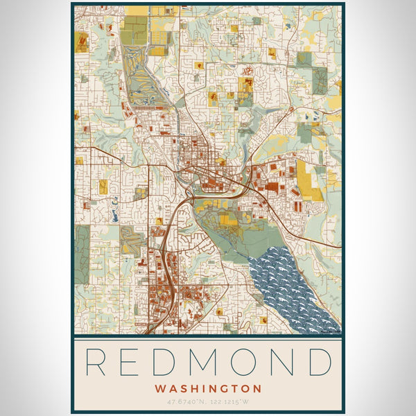 Redmond - Washington Map Print in Woodblock