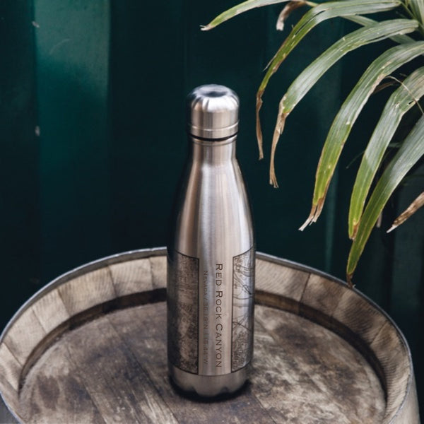Red Rock Canyon Nevada Custom Engraved City Map Inscription Coordinates on 17oz Stainless Steel Insulated Cola Bottle