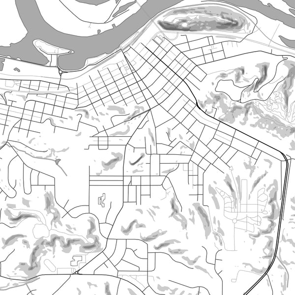 Red Wing Minnesota Map Print in Classic Style Zoomed In Close Up Showing Details