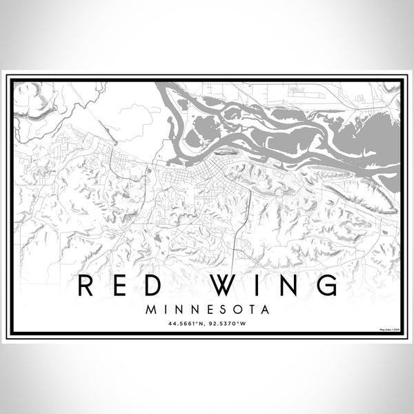 Red Wing Minnesota Map Print Landscape Orientation in Classic Style With Shaded Background