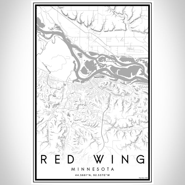Red Wing Minnesota Map Print Portrait Orientation in Classic Style With Shaded Background