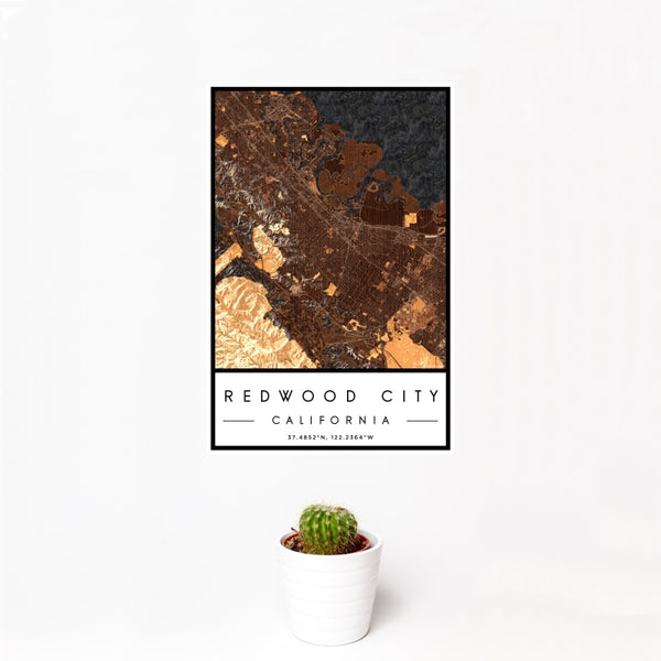 Redwood City - California Map Print in Ember