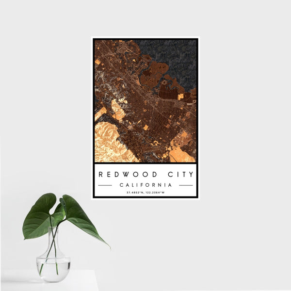 Redwood City - California Map Print in Ember