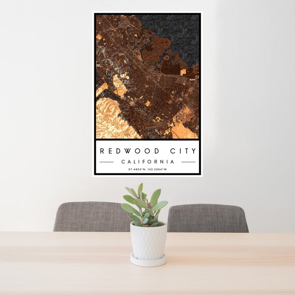 Redwood City - California Map Print in Ember