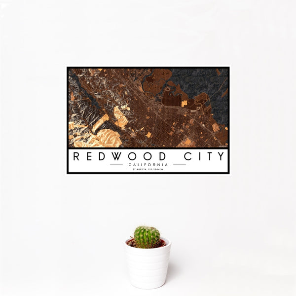 Redwood City - California Map Print in Ember