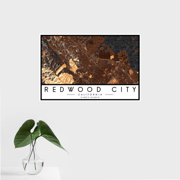 Redwood City - California Map Print in Ember