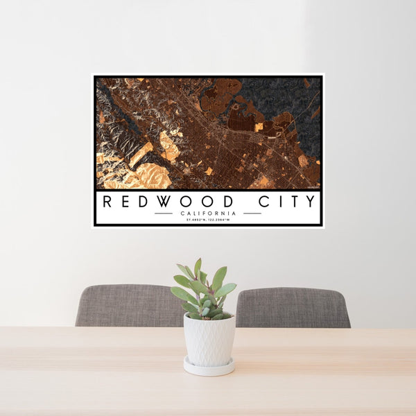 Redwood City - California Map Print in Ember