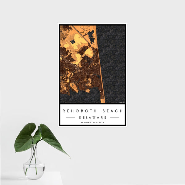 Rehoboth Beach - Delaware Map Print in Ember