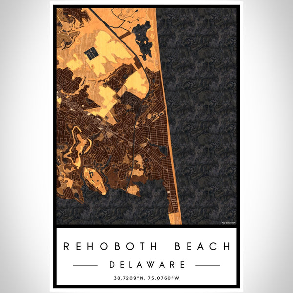 Rehoboth Beach - Delaware Map Print in Ember