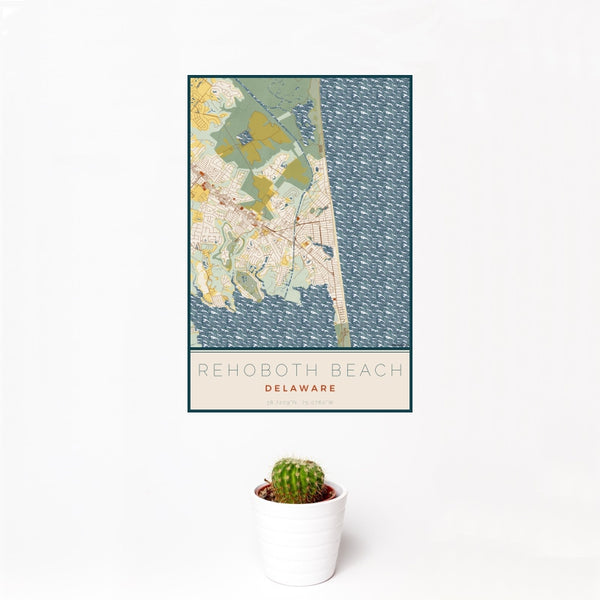 Rehoboth Beach - Delaware Map Print in Woodblock
