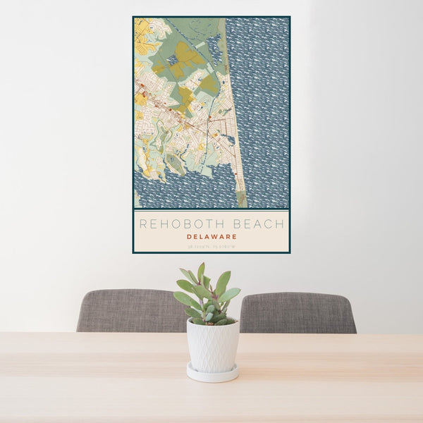 Rehoboth Beach - Delaware Map Print in Woodblock