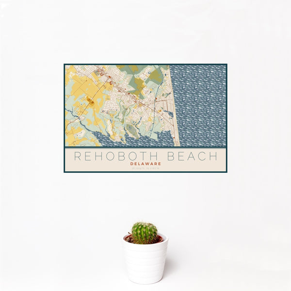 Rehoboth Beach - Delaware Map Print in Woodblock