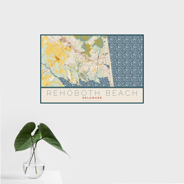 Rehoboth Beach - Delaware Map Print in Woodblock
