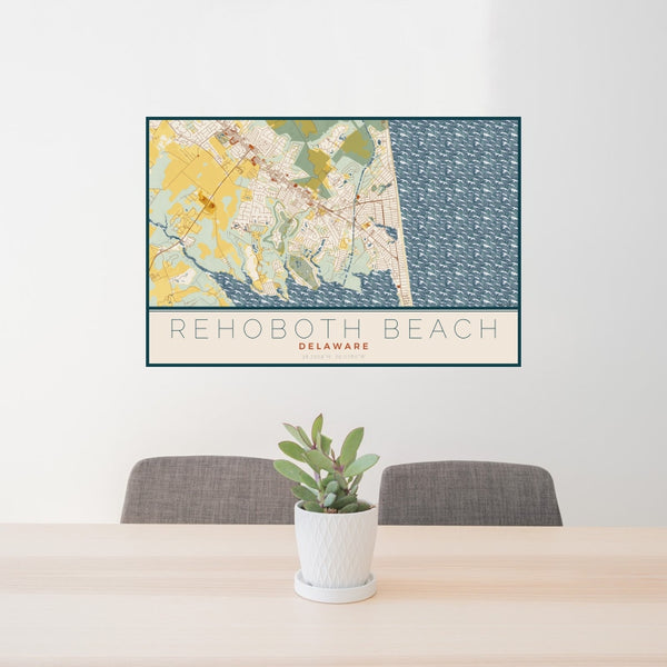 Rehoboth Beach - Delaware Map Print in Woodblock