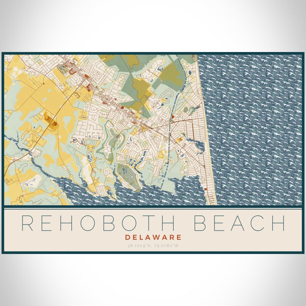 Rehoboth Beach - Delaware Map Print in Woodblock