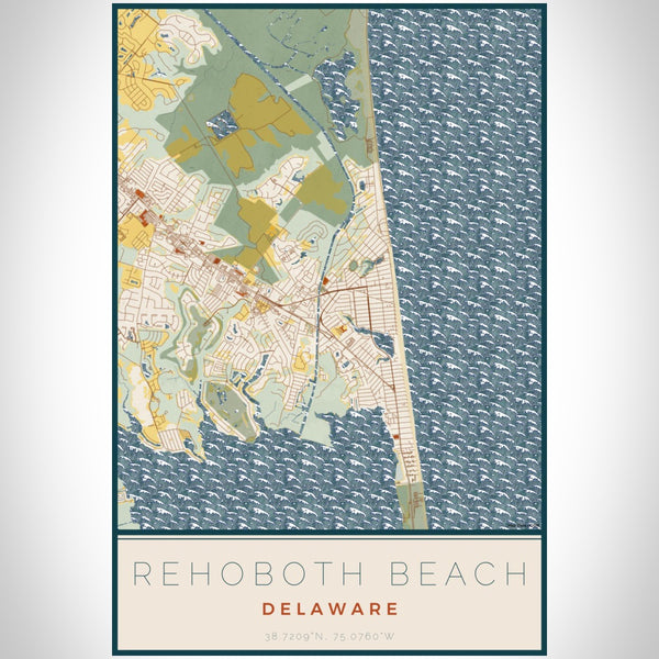 Rehoboth Beach - Delaware Map Print in Woodblock