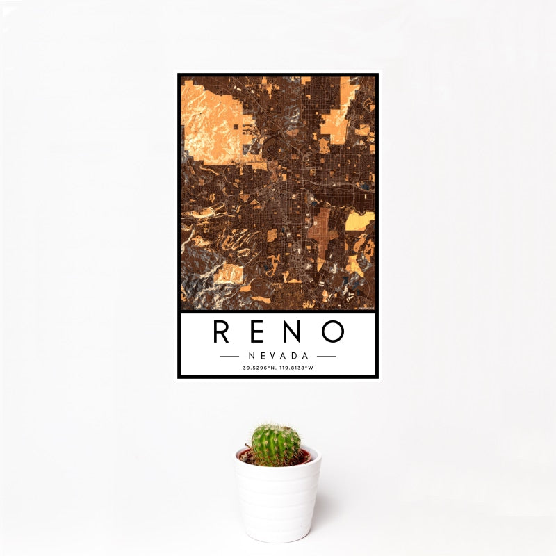 Reno - Nevada Map Print in Ember