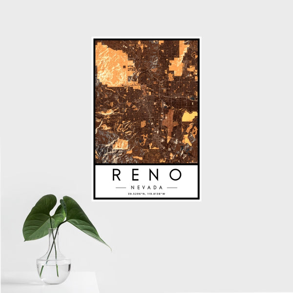 Reno - Nevada Map Print in Ember