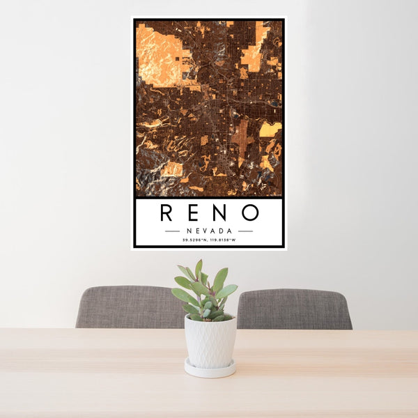Reno - Nevada Map Print in Ember