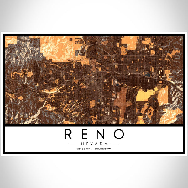 Reno - Nevada Map Print in Ember