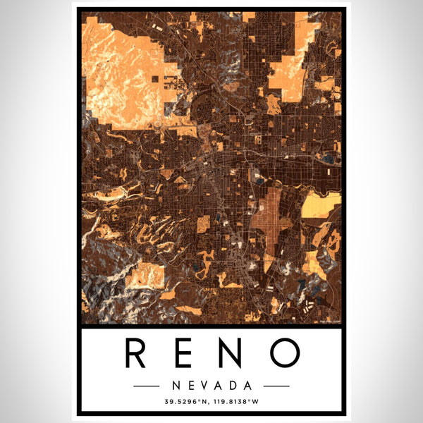 Reno - Nevada Map Print in Ember