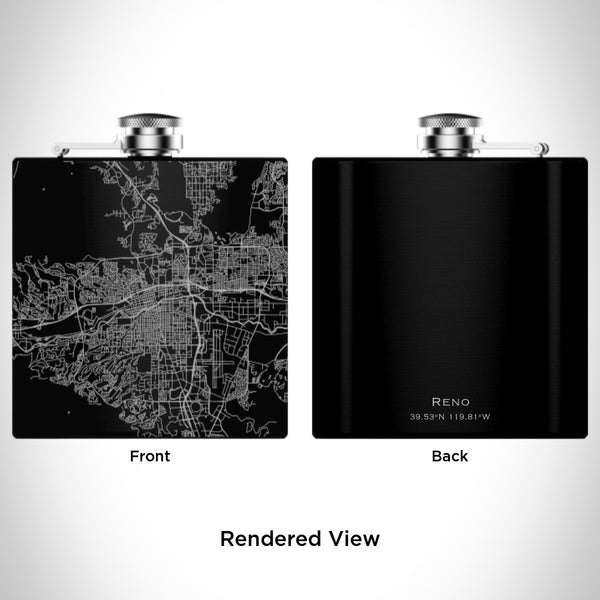Reno - Nevada Map Hip Flask in Matte Black