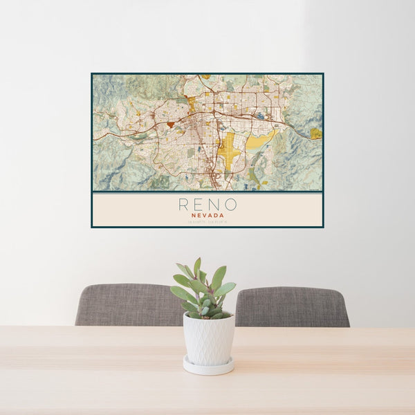 Reno - Nevada Map Print in Woodblock