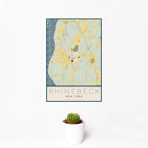 Rhinebeck - New York Map Print in Woodblock