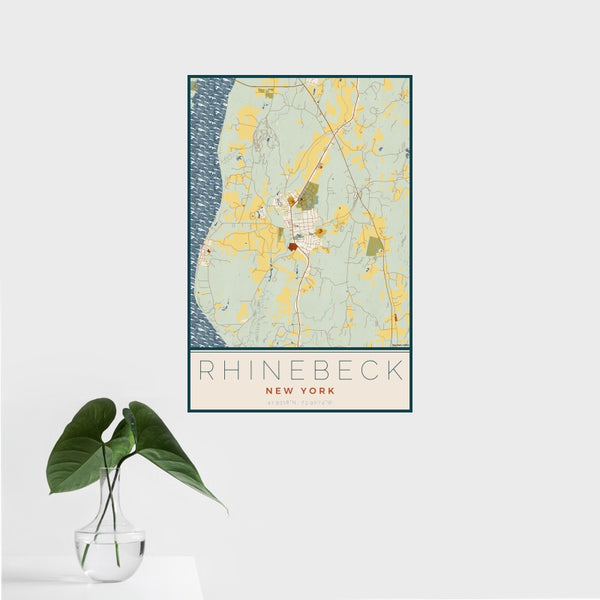 Rhinebeck - New York Map Print in Woodblock